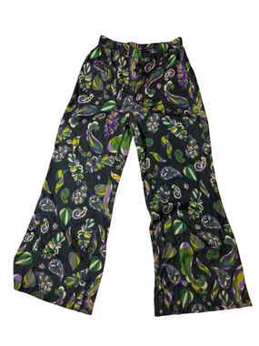 Joyce & Girls Silk Paisley Lounge Pants Y2K Retro Wide Leg Elastic Waist